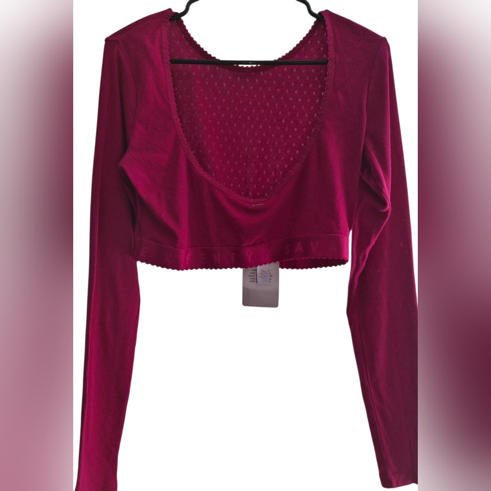 Savage X Fenty Vibrant Pink Crop Top - Picture 2 of 5